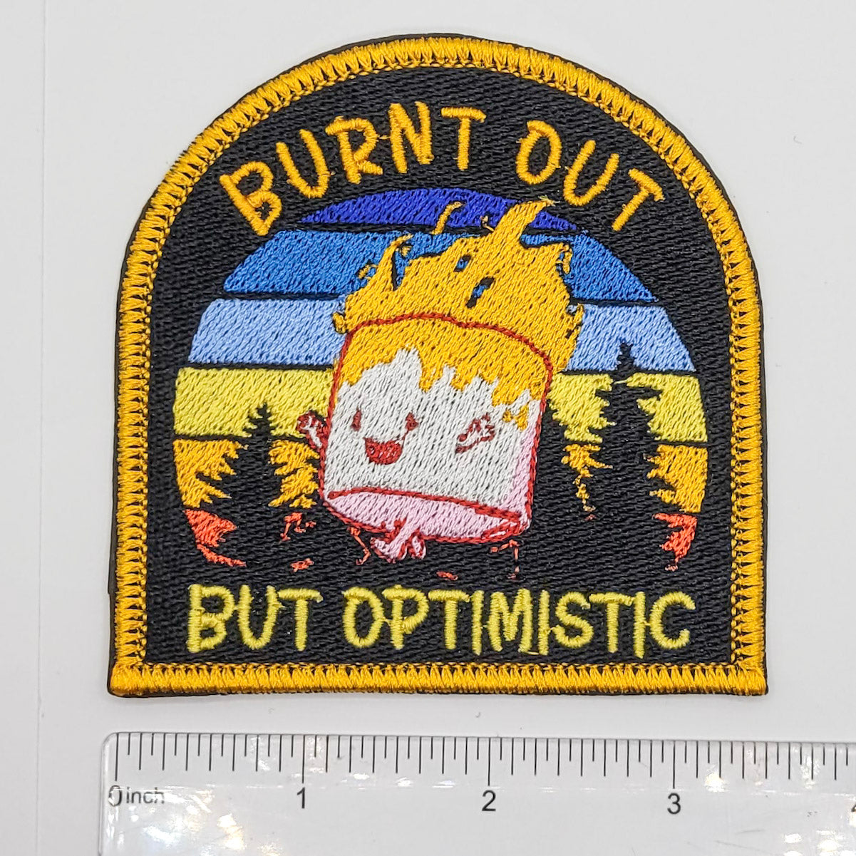 Burnt Out But Optimistic Embroidered Patch