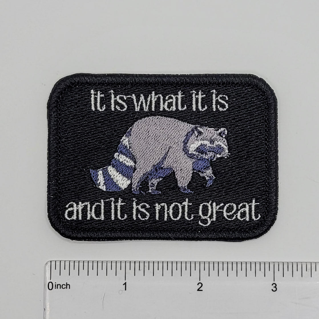 It Is What It Is Raccoon Embroidered Patch