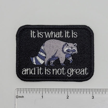 It Is What It Is Raccoon Embroidered Patch