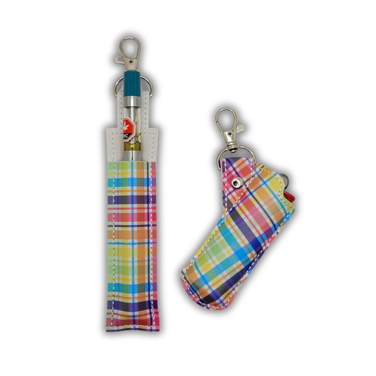 Rainbow Plaid Vape & Lighter Case Set