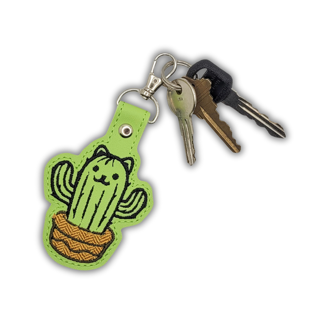 Catctus Vinyl Embroidered Keychain