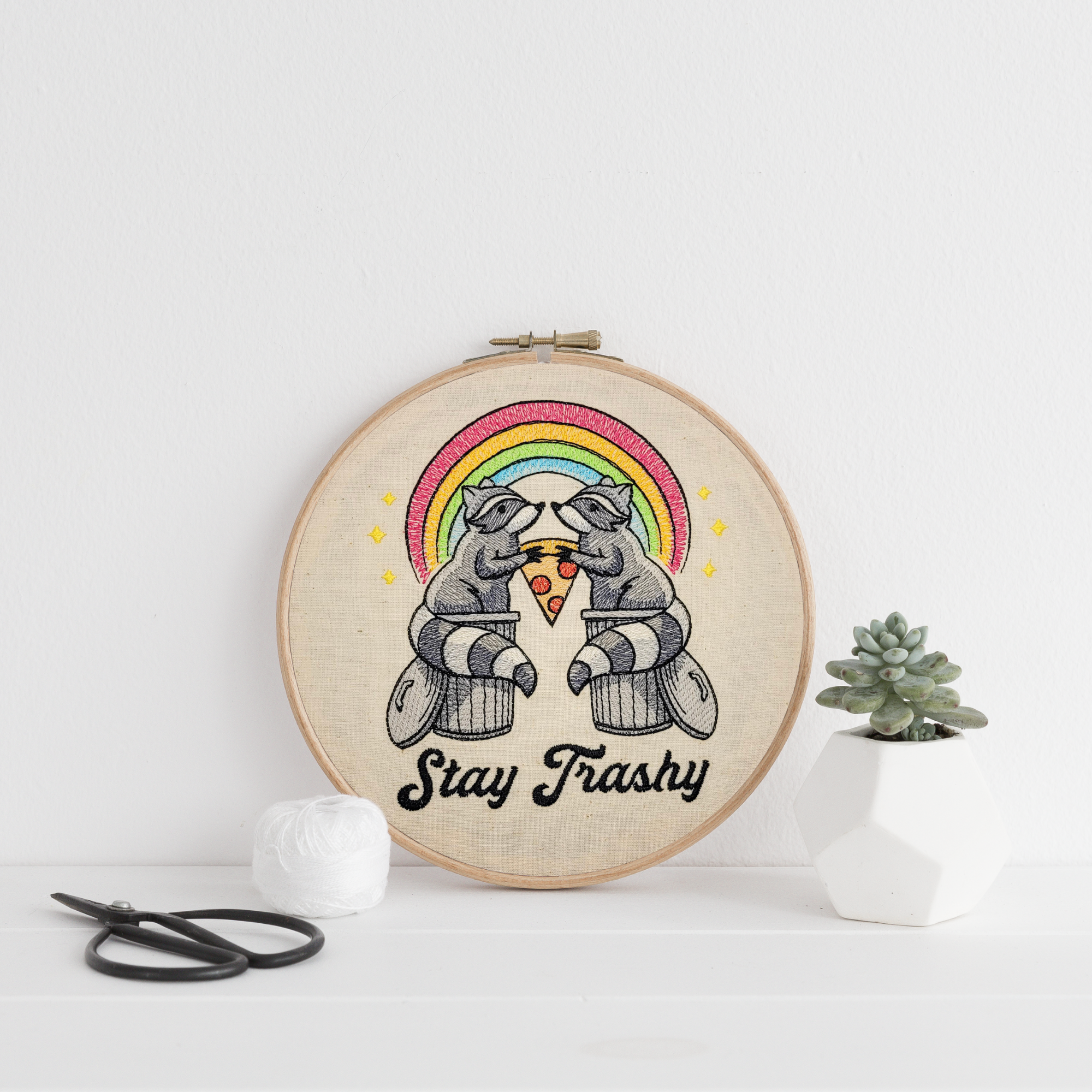 Stay Trashy – 7" Embroidered Wall Art