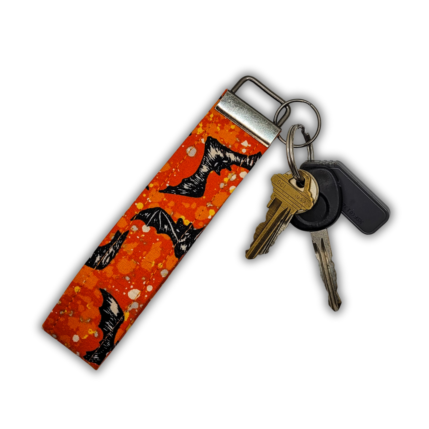 Orange Bats Wristlet Key Strap