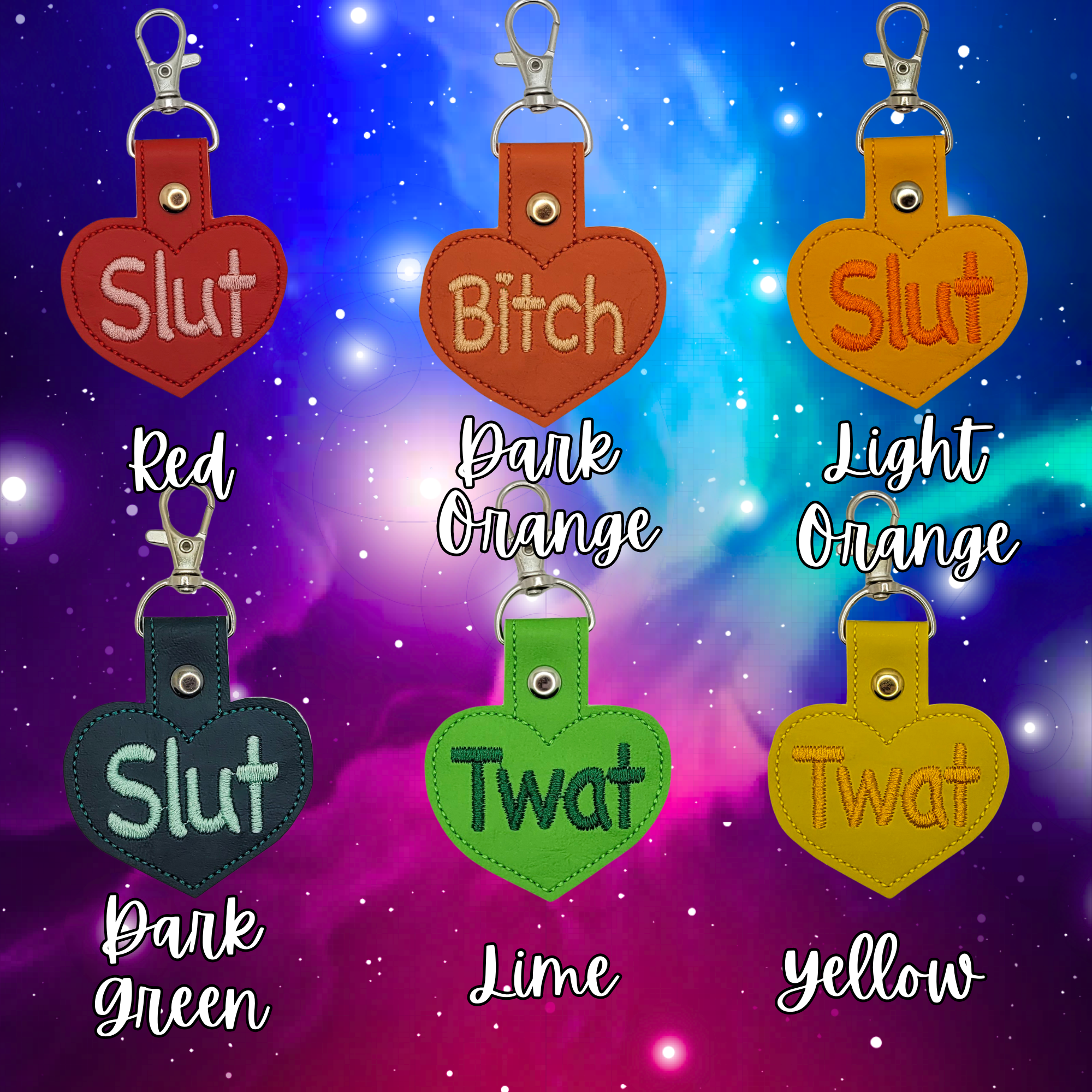 Bitch Heart Embroidered Vinyl Keychain
