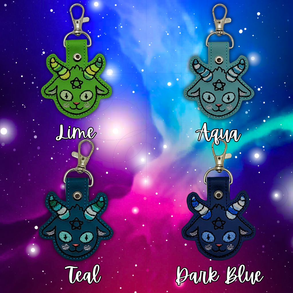 Chibi Baphomet Vinyl Embroidered Keychain