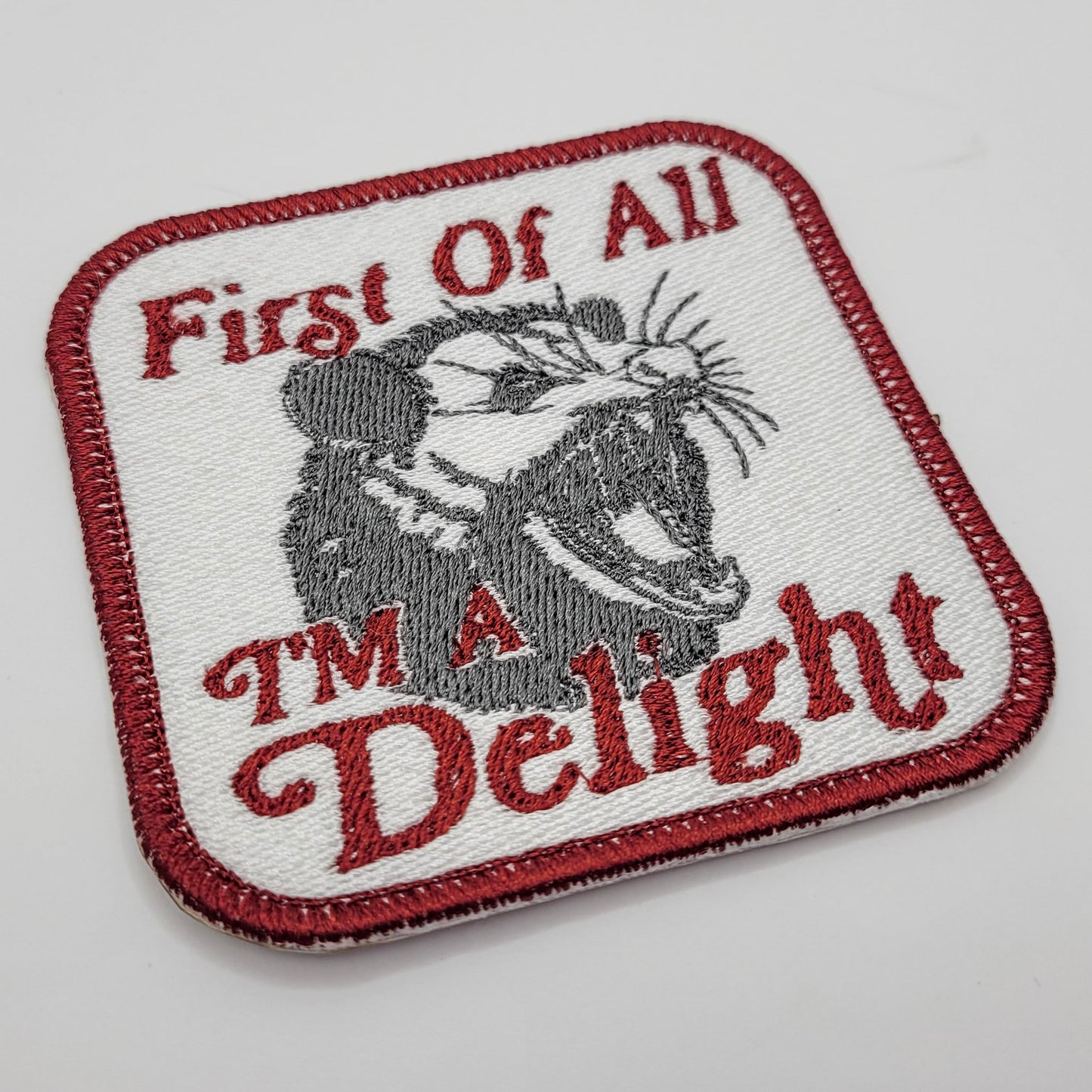 First of All, I'm a Delight Possum Embroidered Patch