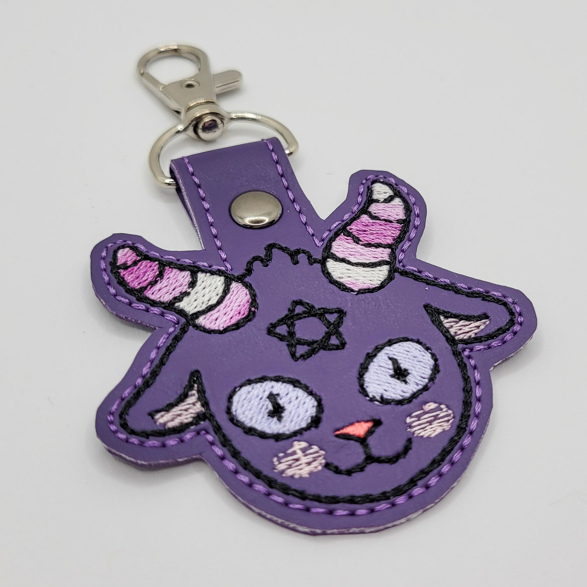 Chibi Baphomet Vinyl Embroidered Keychain