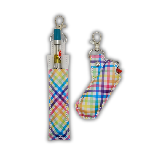 Rainbow Gingham Vape & Lighter Case Set