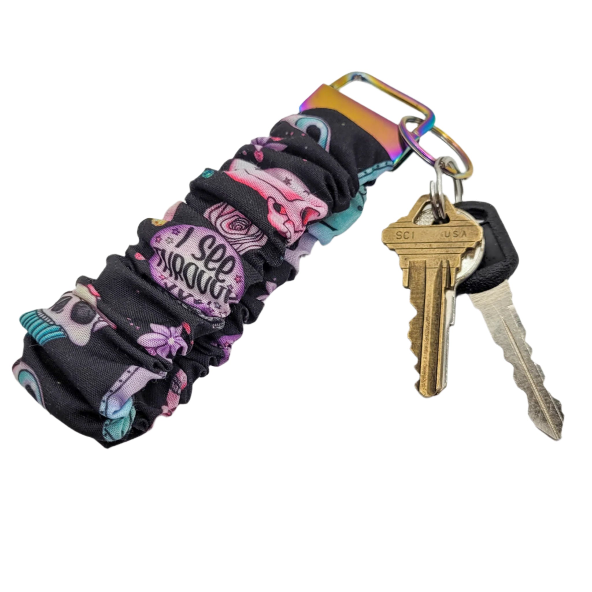 Pastel Goth Scrunchie Wristlet Keychain
