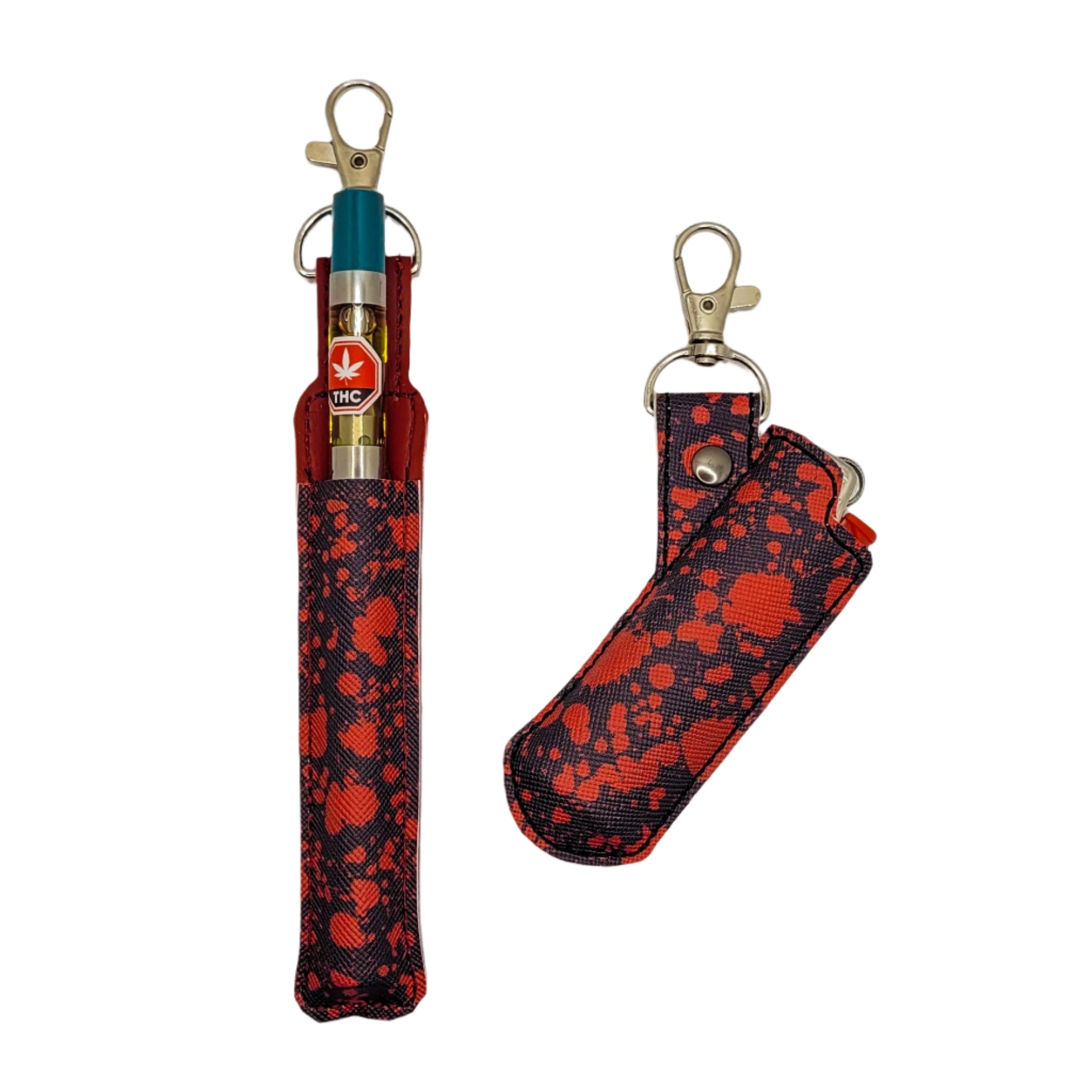 Estuche y soporte para bolígrafo con diseño de salpicaduras de sangre