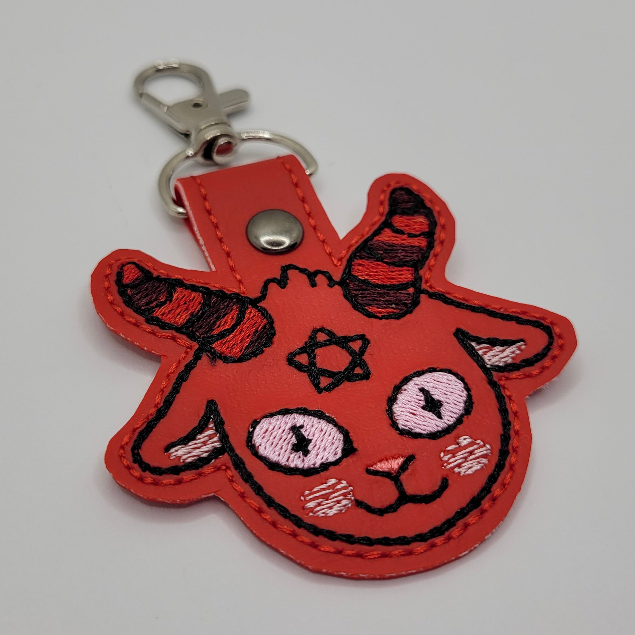 Chibi Baphomet Vinyl Embroidered Keychain