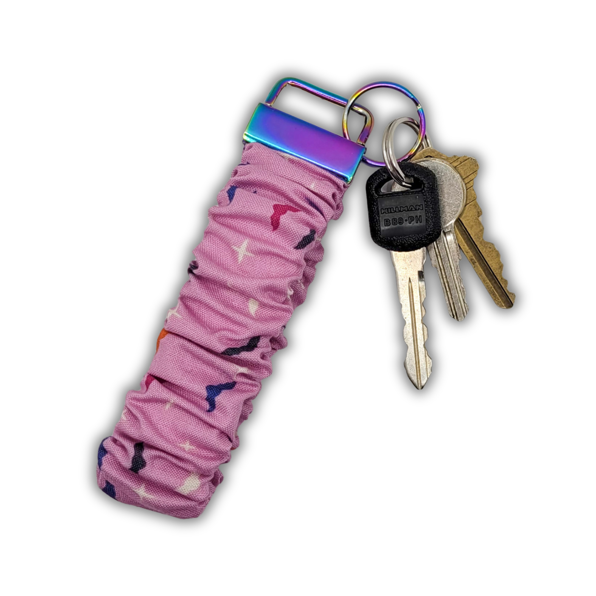 Pink Bats Scrunchie Wristlet Keychain