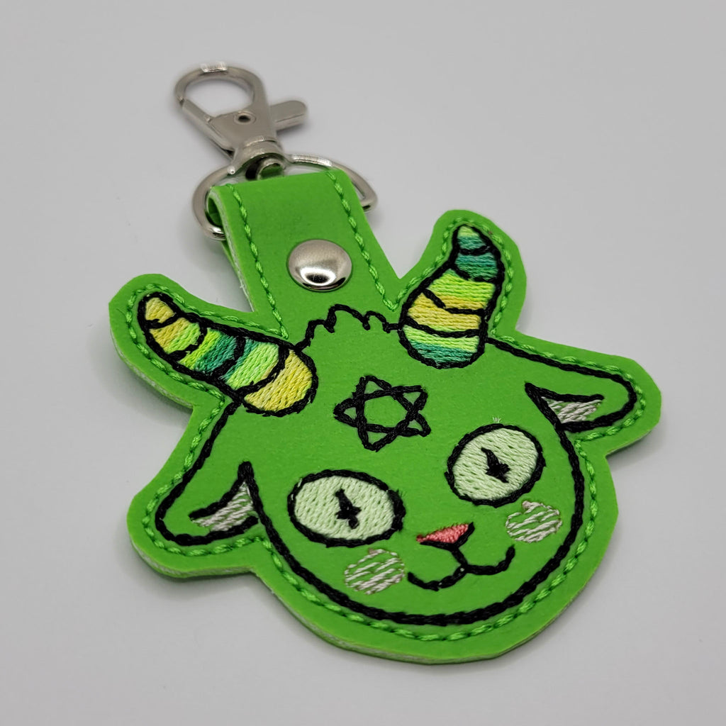Chibi Baphomet Vinyl Embroidered Keychain