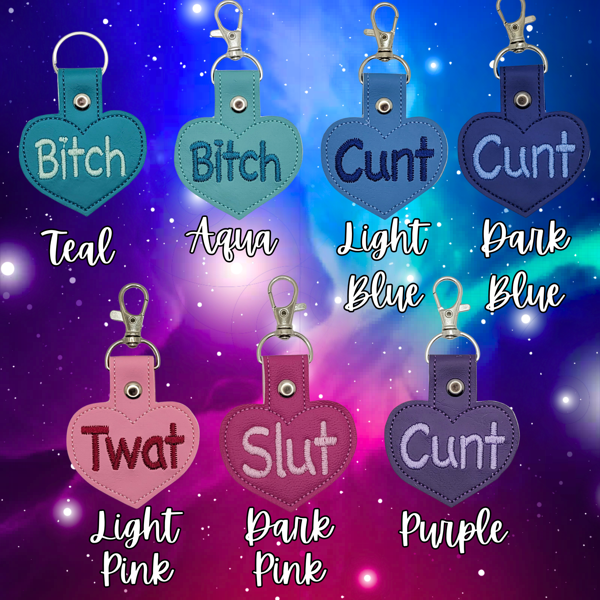 Bitch Heart Embroidered Vinyl Keychain