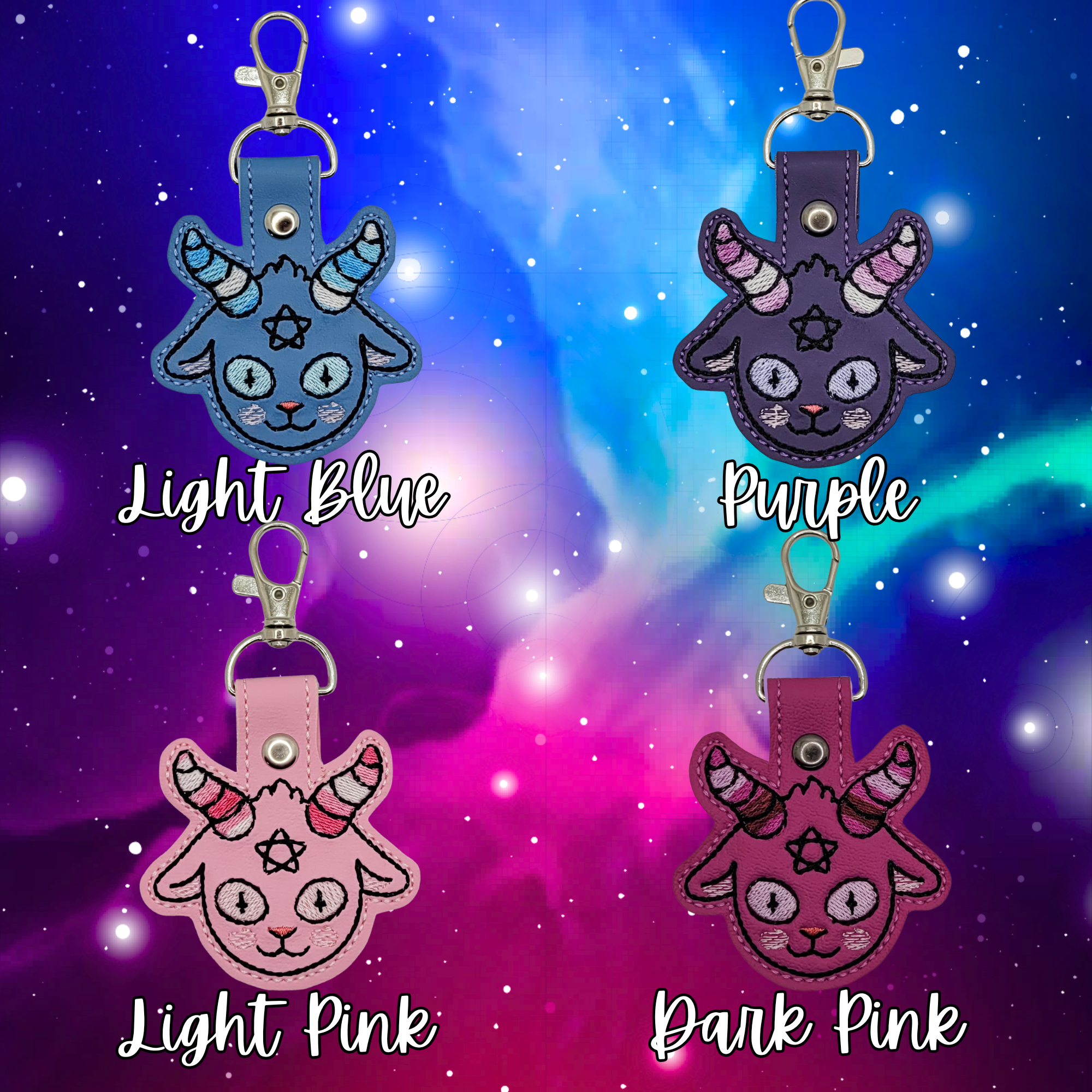 Chibi Baphomet Vinyl Embroidered Keychain