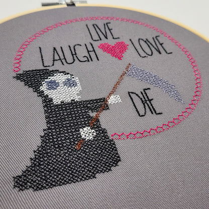 Live Laugh Love Die Embroidered Wall Hanging