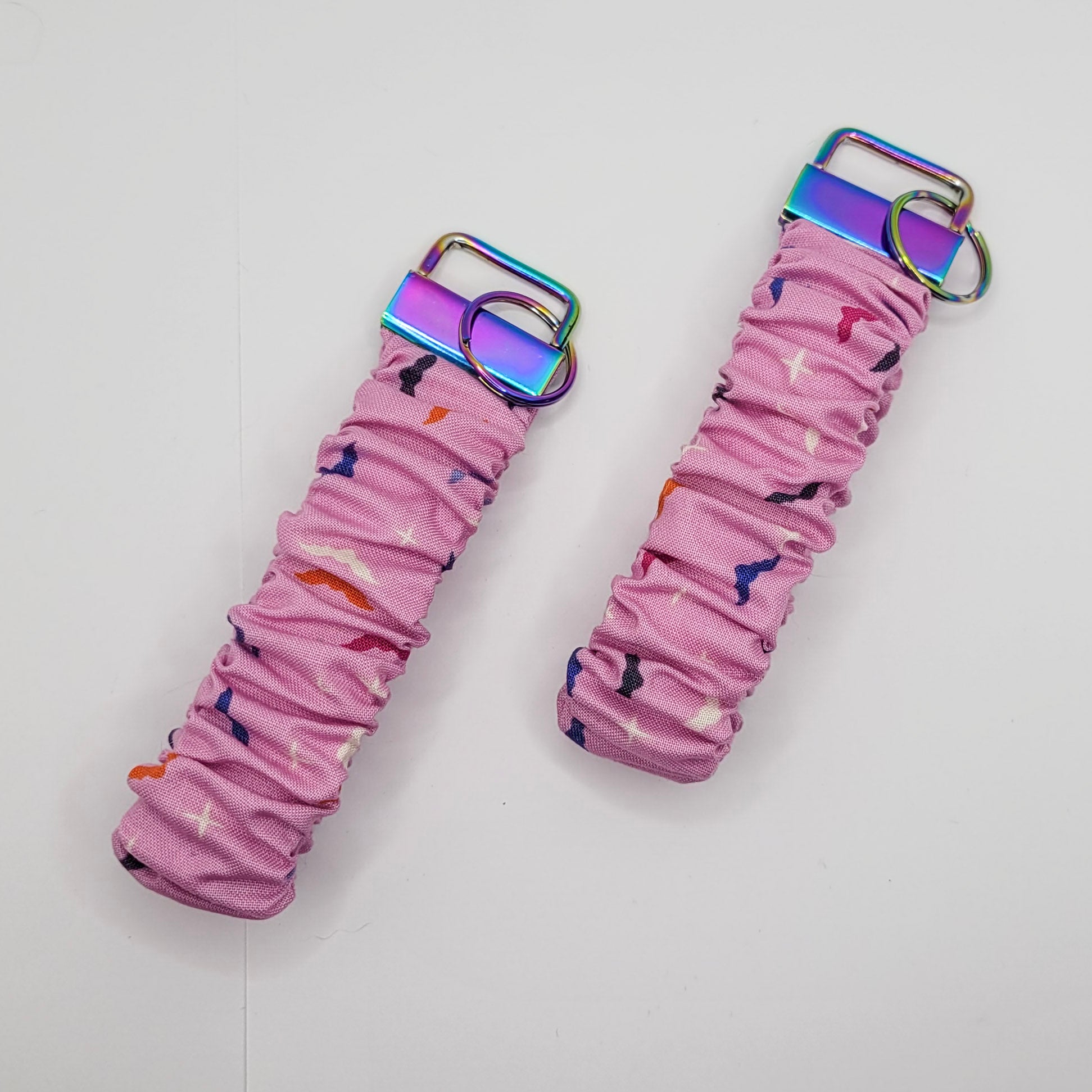 Pink Bats Scrunchie Wristlet Keychain