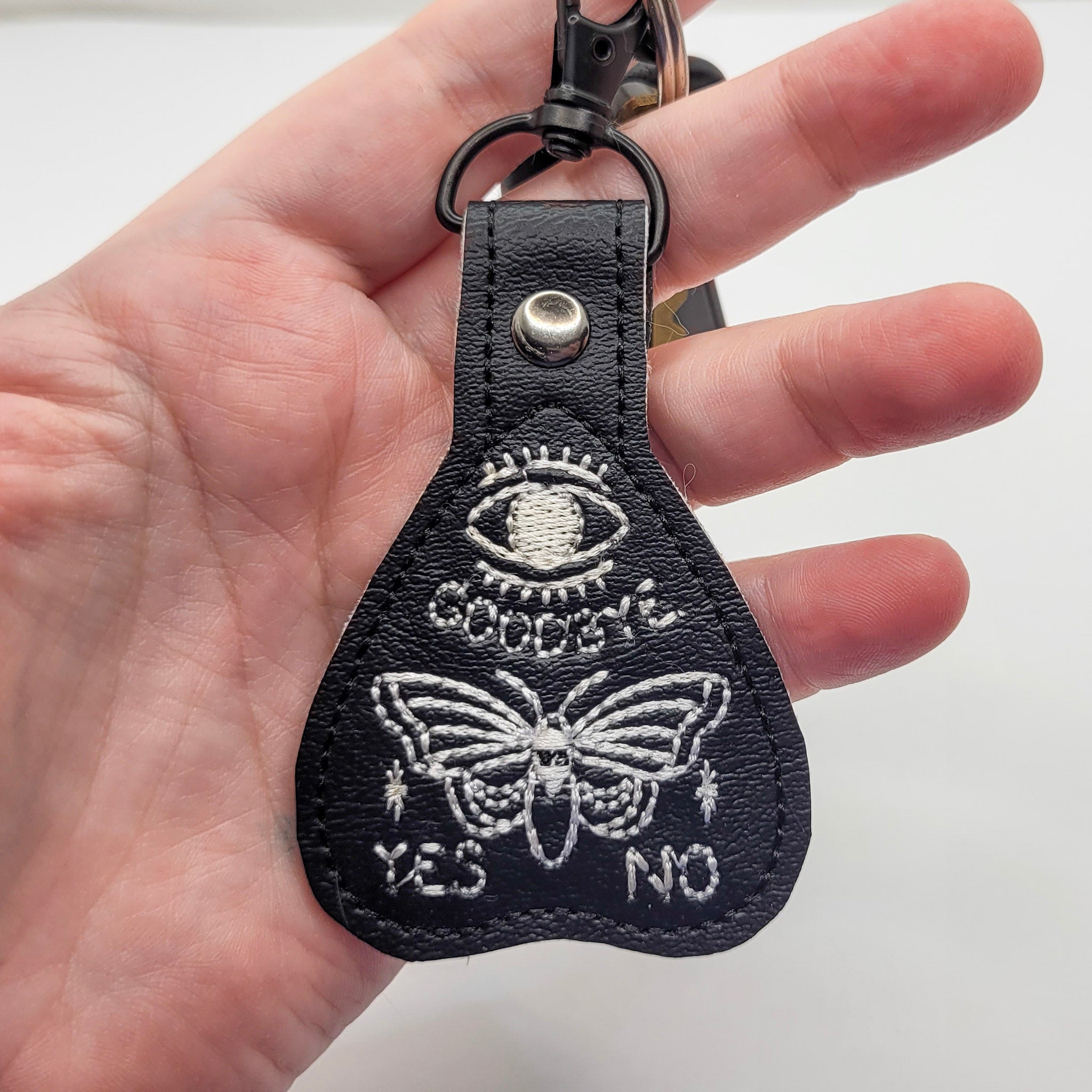 Planchette Moth Embroidered Vinyl Keychain