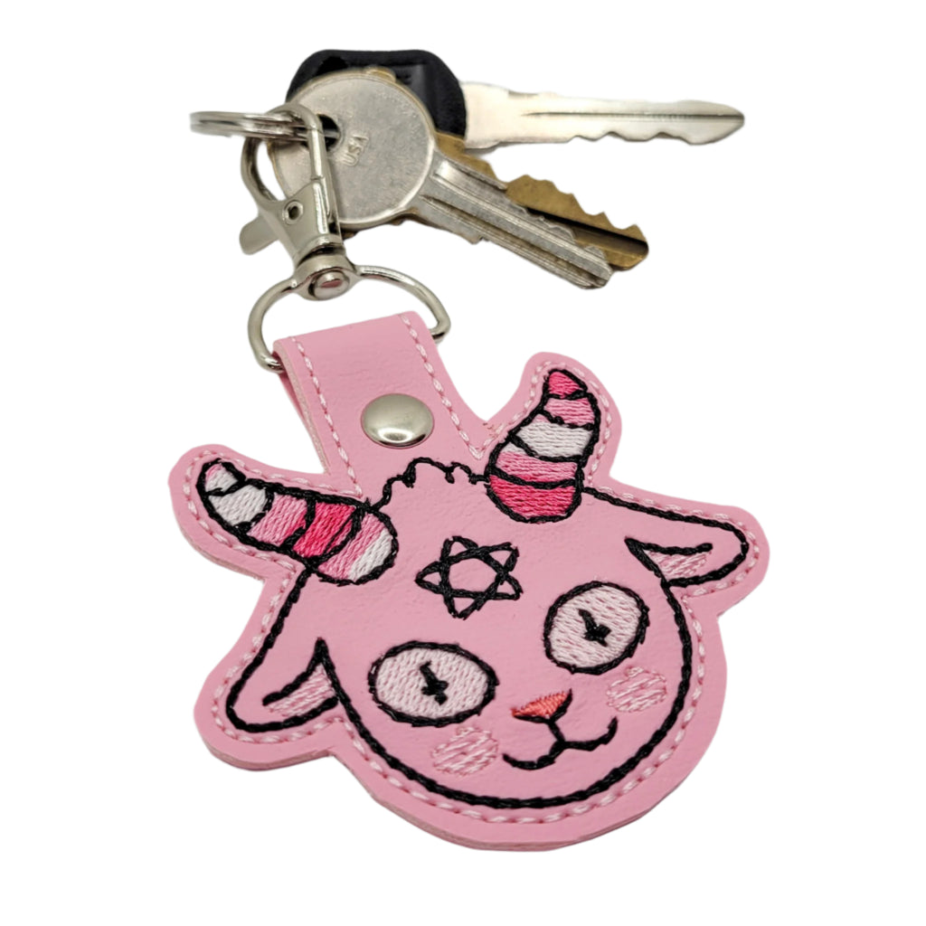 Chibi Baphomet Vinyl Embroidered Keychain