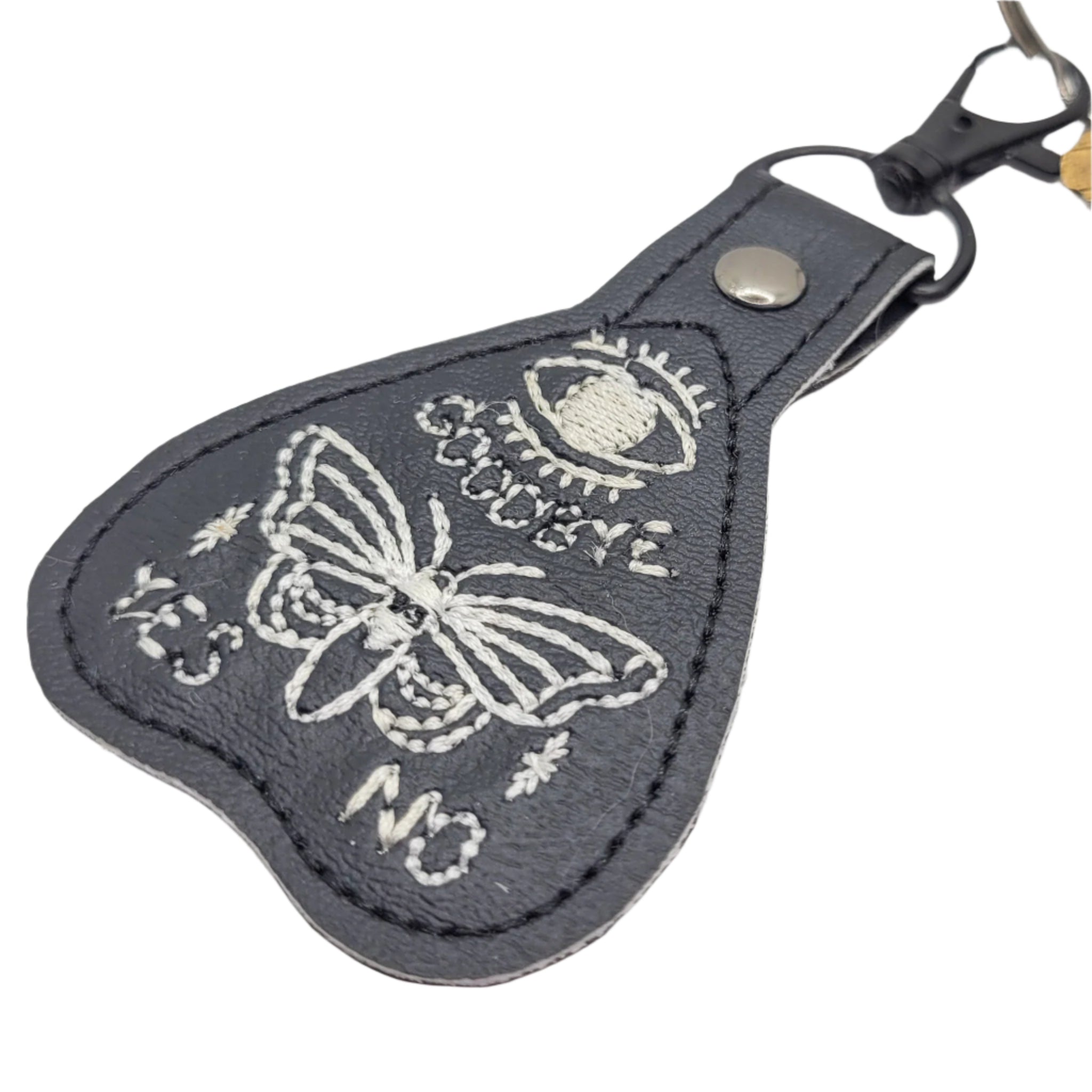 Planchette Moth Embroidered Vinyl Keychain