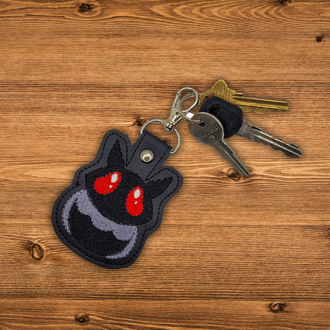 Chibi Mothman Embroidered Vinyl Keychain