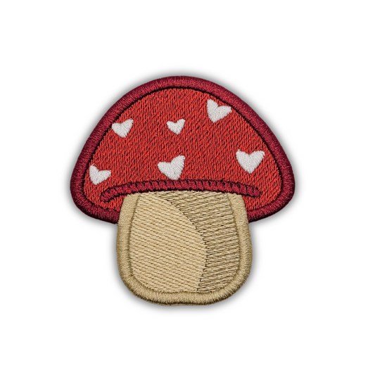 Heart Toadstool Embroidered Patch