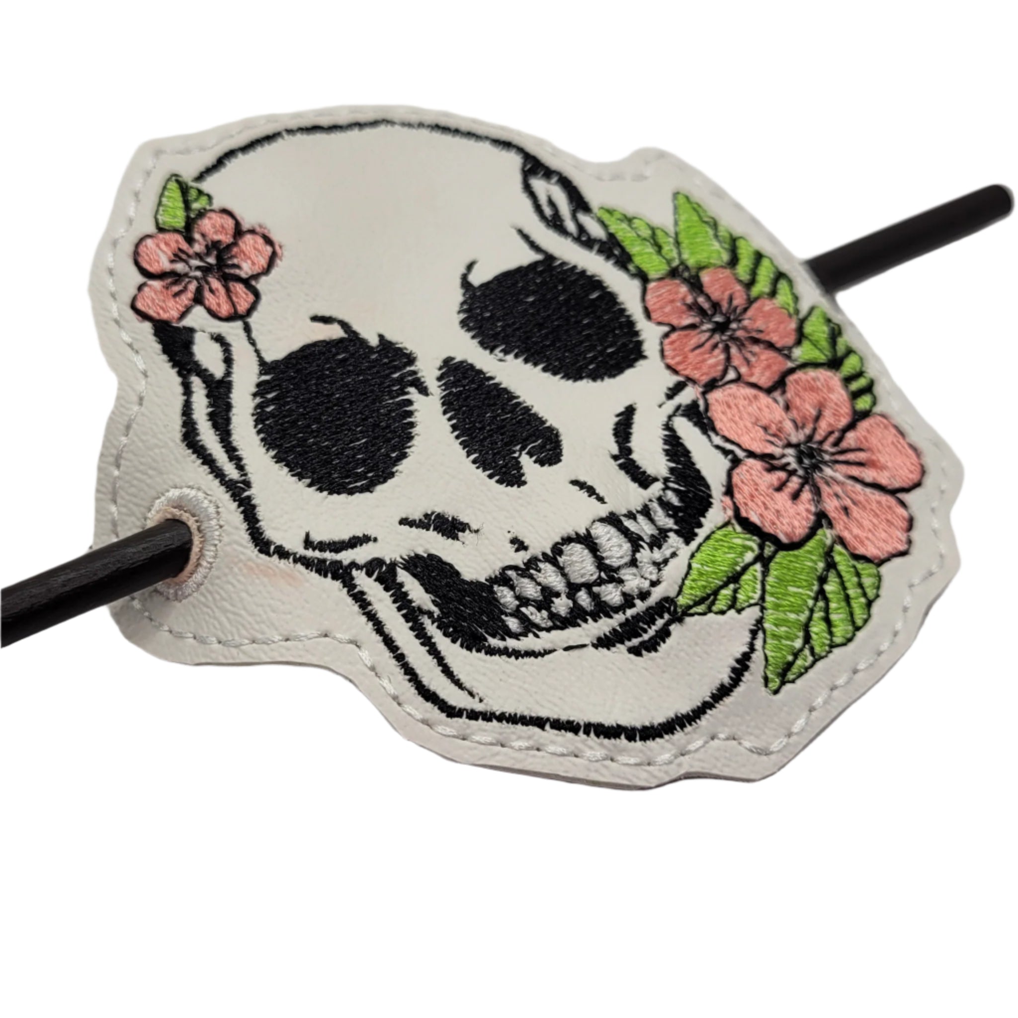Floral Skull Embroidered Bun Cover