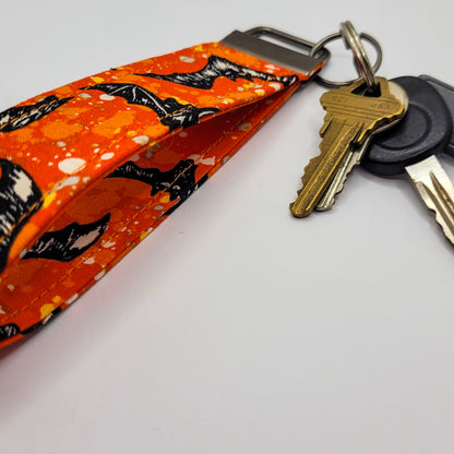 Orange Bats Wristlet Key Strap