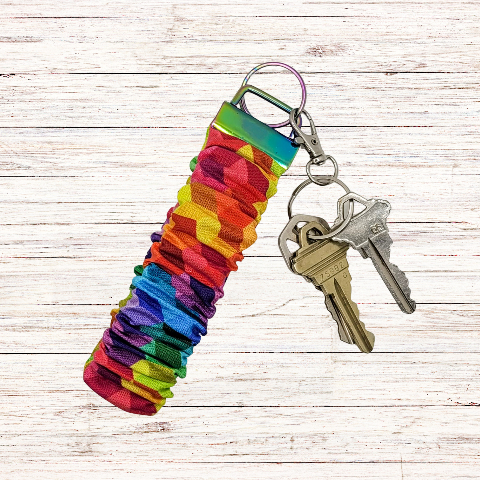 Rainbow Cubes Scrunchie Wristlet