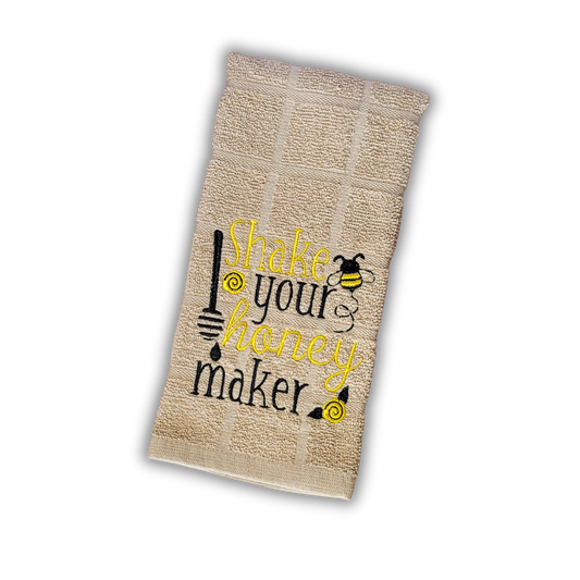 Shake Your Honey Maker Embroidered Hand & Tea Towel
