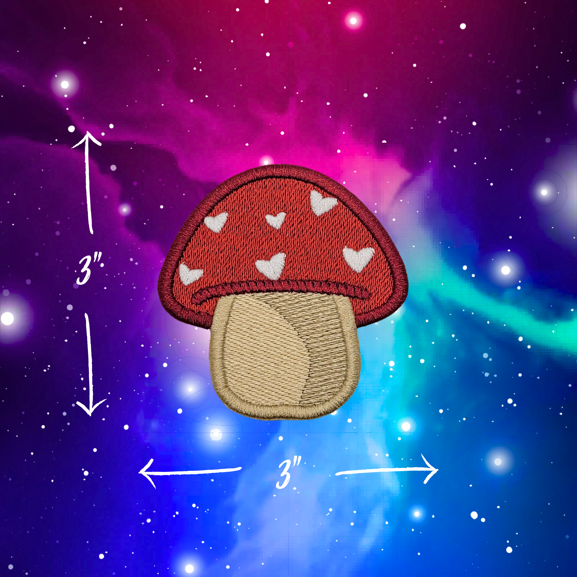 Heart Toadstool Embroidered Patch
