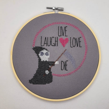 Live Laugh Love Die Embroidered Wall Hanging - 8" Hoop