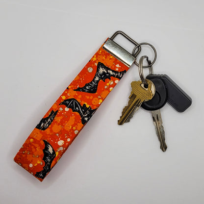 Orange Bats Wristlet Key Strap