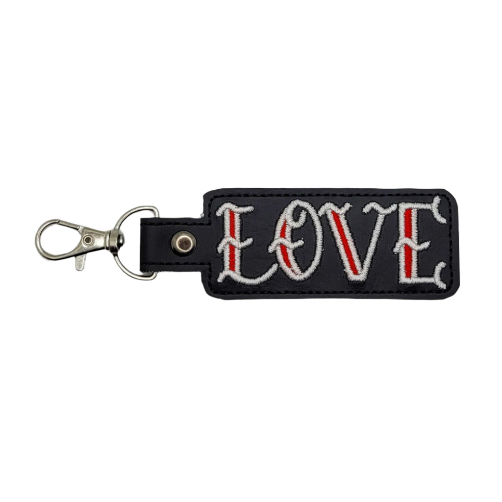 Gothic Love Embroidered Vinyl Keychain