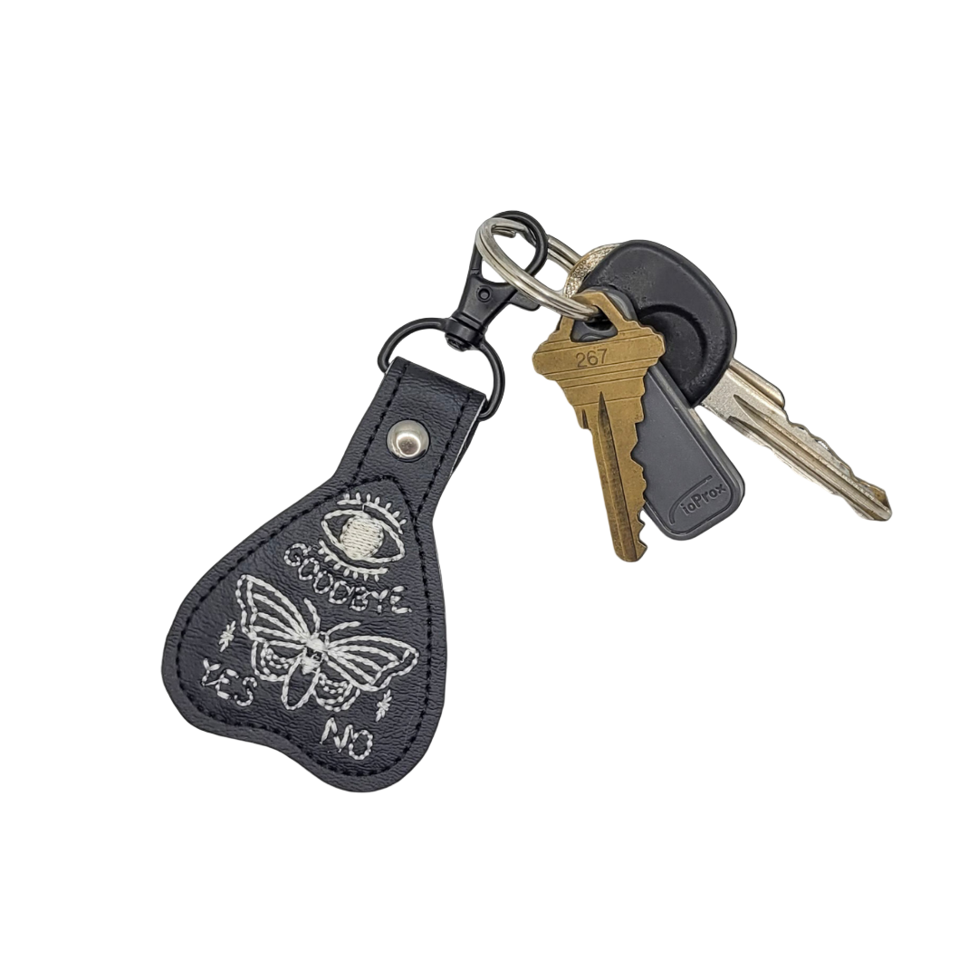 Planchette Moth Embroidered Vinyl Keychain