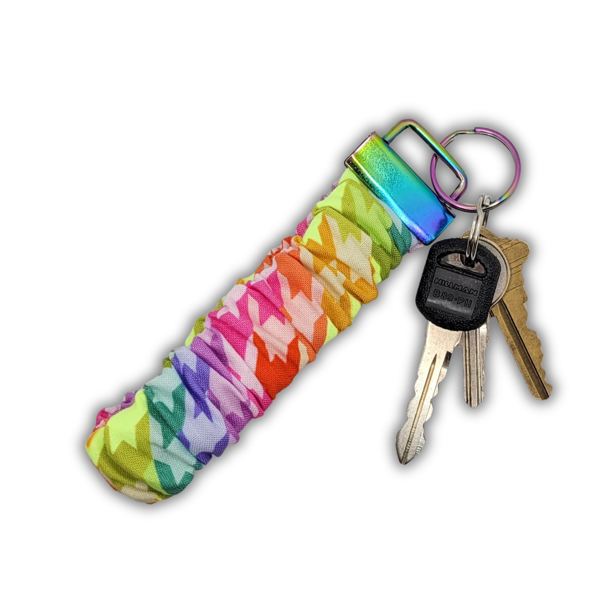 Rainbow Houndstooth Scrunchie Wristlet