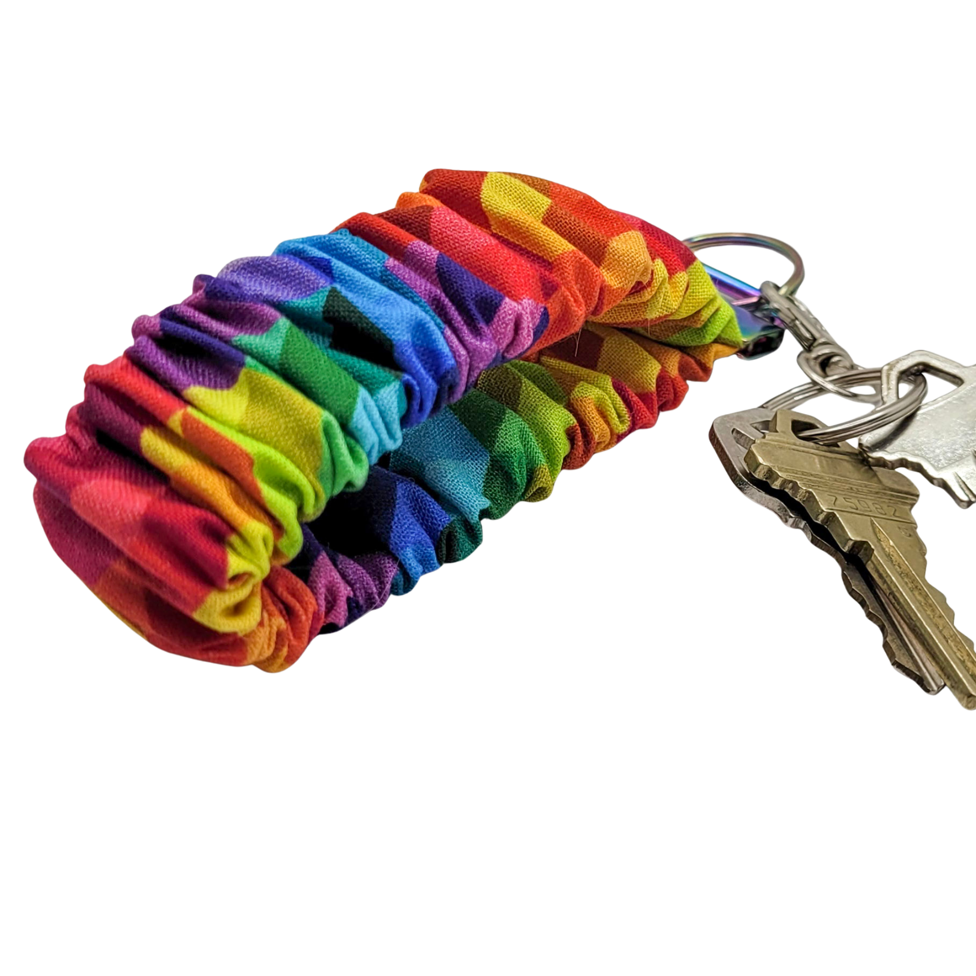 Rainbow Cubes Scrunchie Wristlet