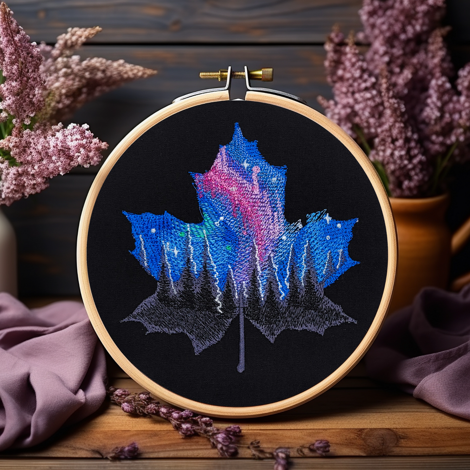 True North Sky – 6" Embroidered Wall Art