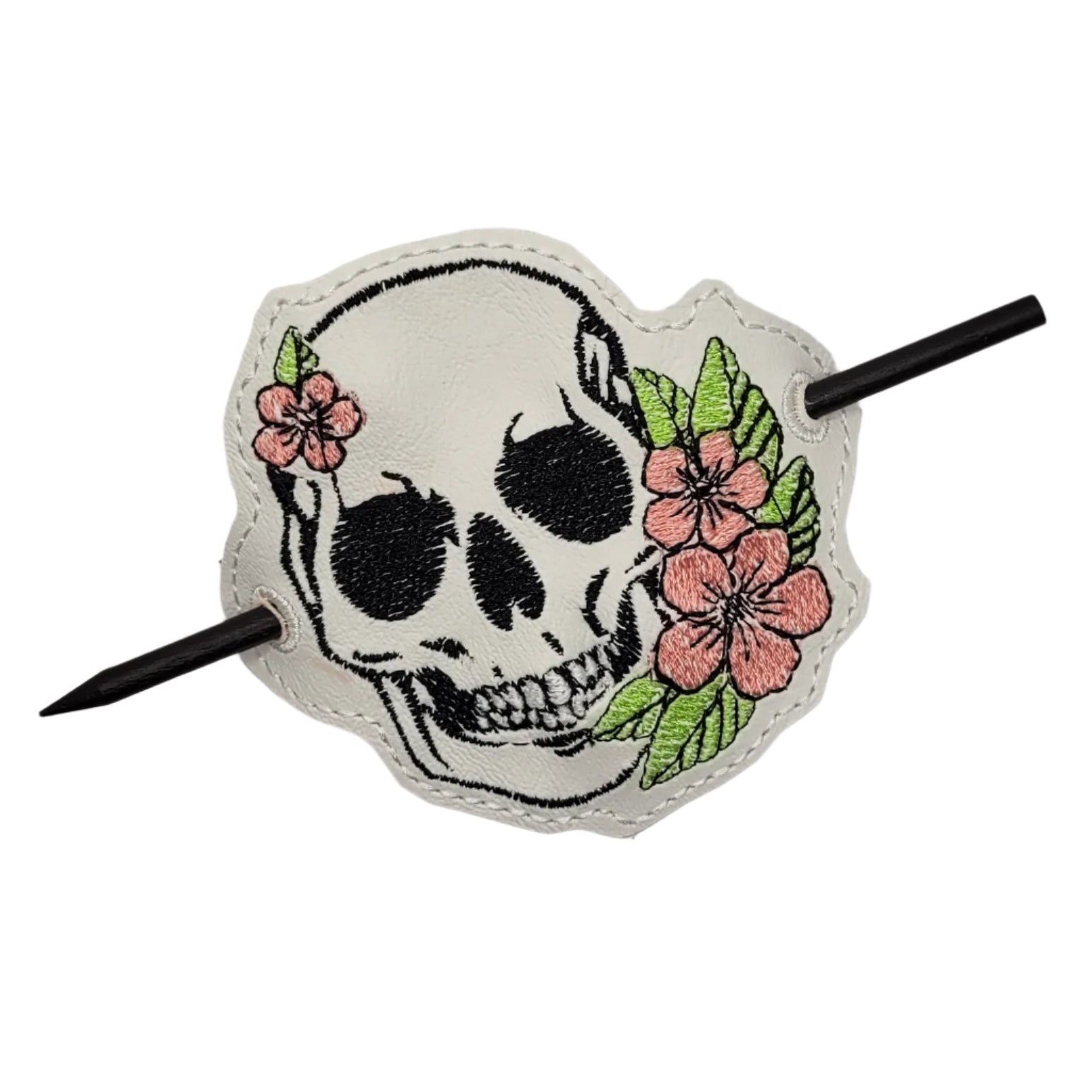 Floral Skull Embroidered Bun Cover