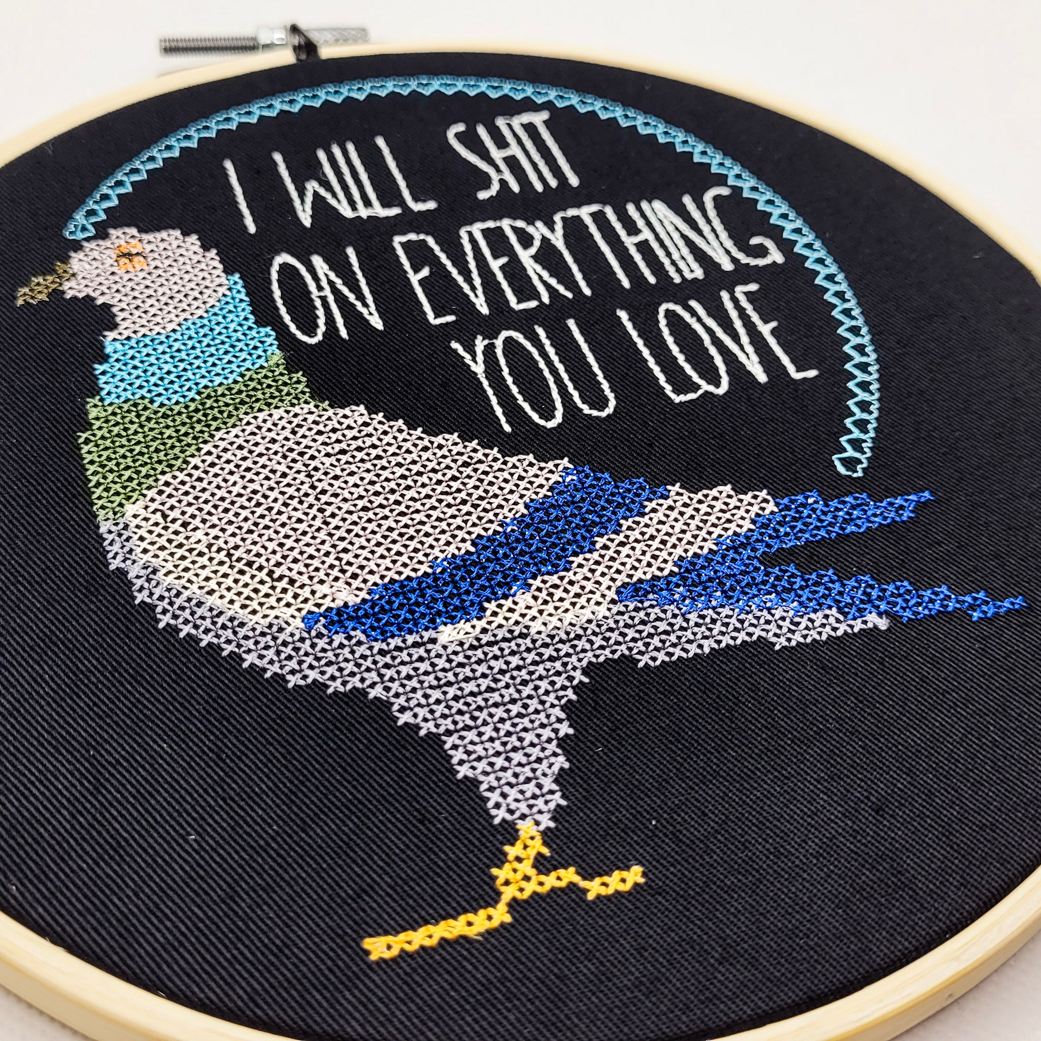I Will Shit On Everything You Love Embroidered Wall Hanging - 8" Hoop