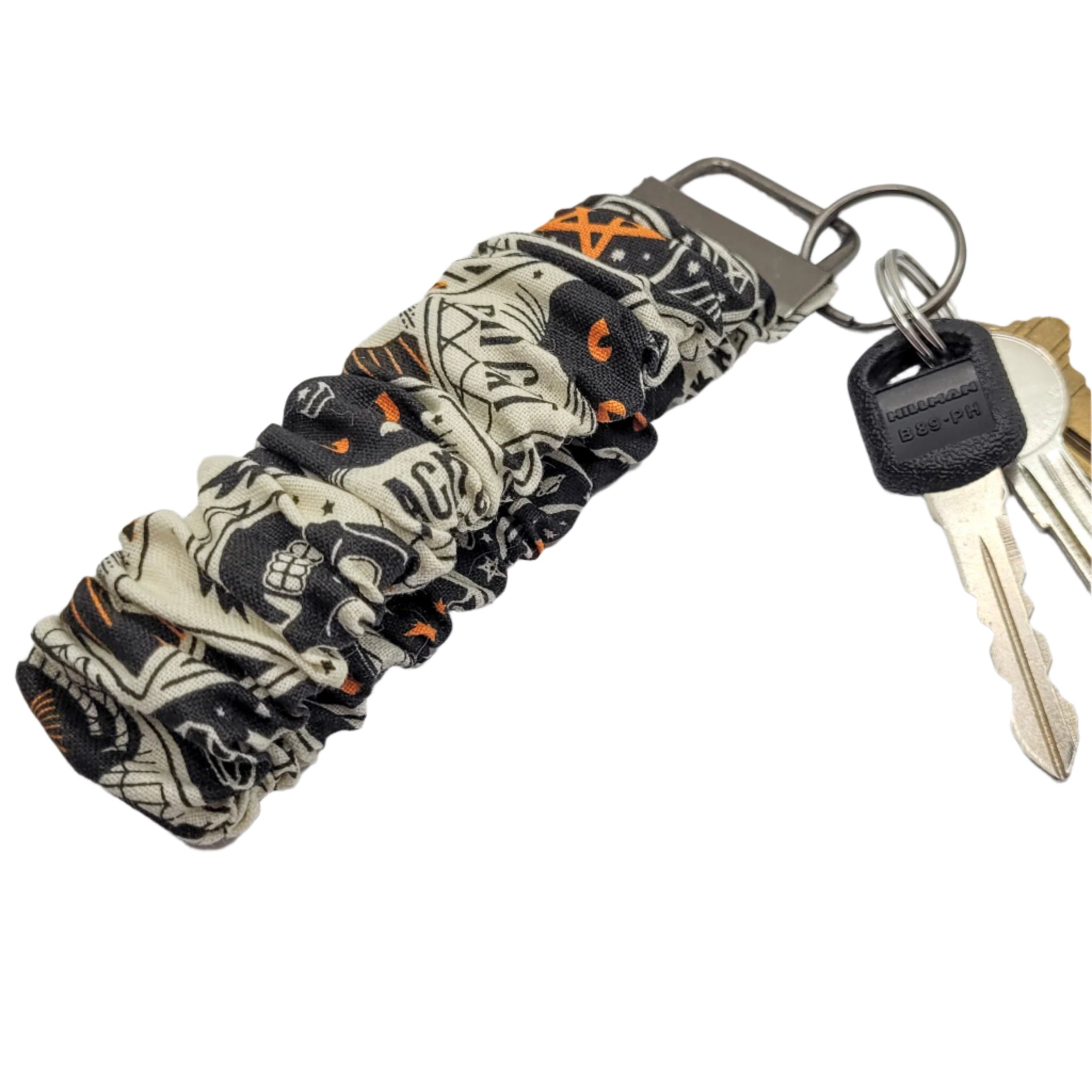 Black & Orange Tarot Scrunchie Wristlet Keychain