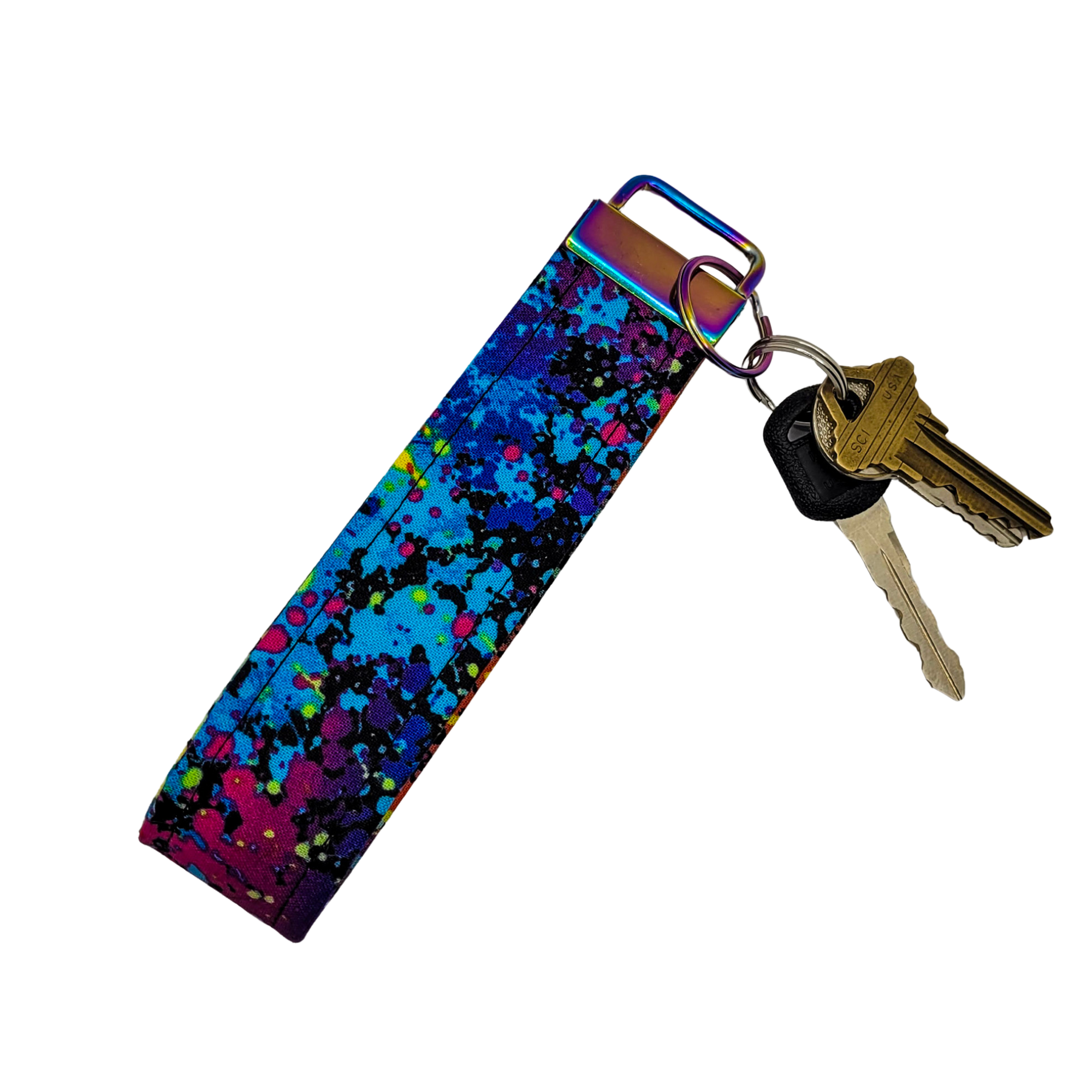 Neon Splatter Wristlet Keychain
