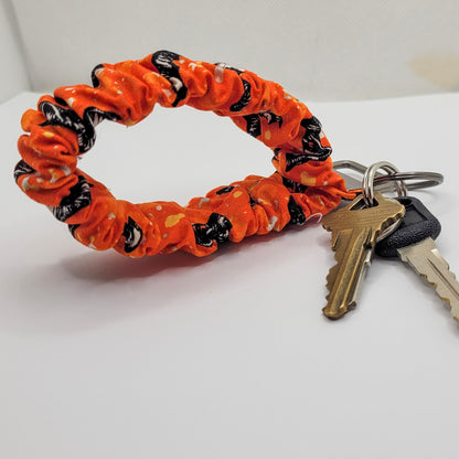 Orange Bats Scrunchie Wristlet Keychain