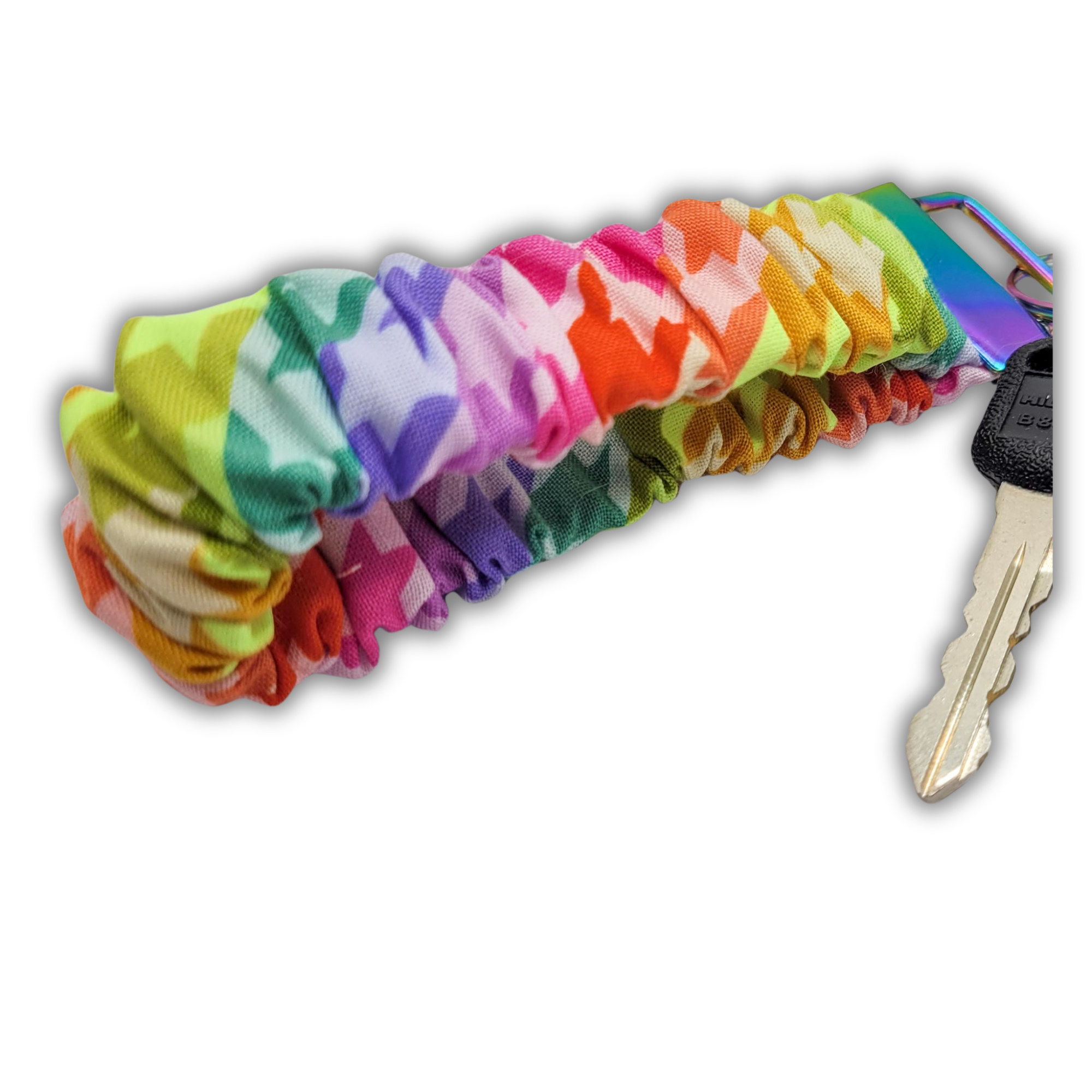 Rainbow Houndstooth Scrunchie Wristlet