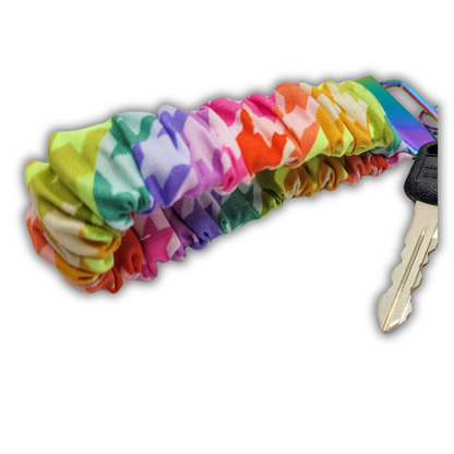 Rainbow Houndstooth Scrunchie Wristlet