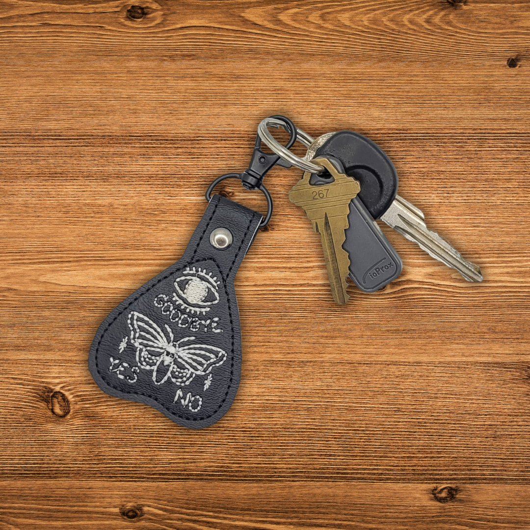 Planchette Moth Embroidered Vinyl Keychain