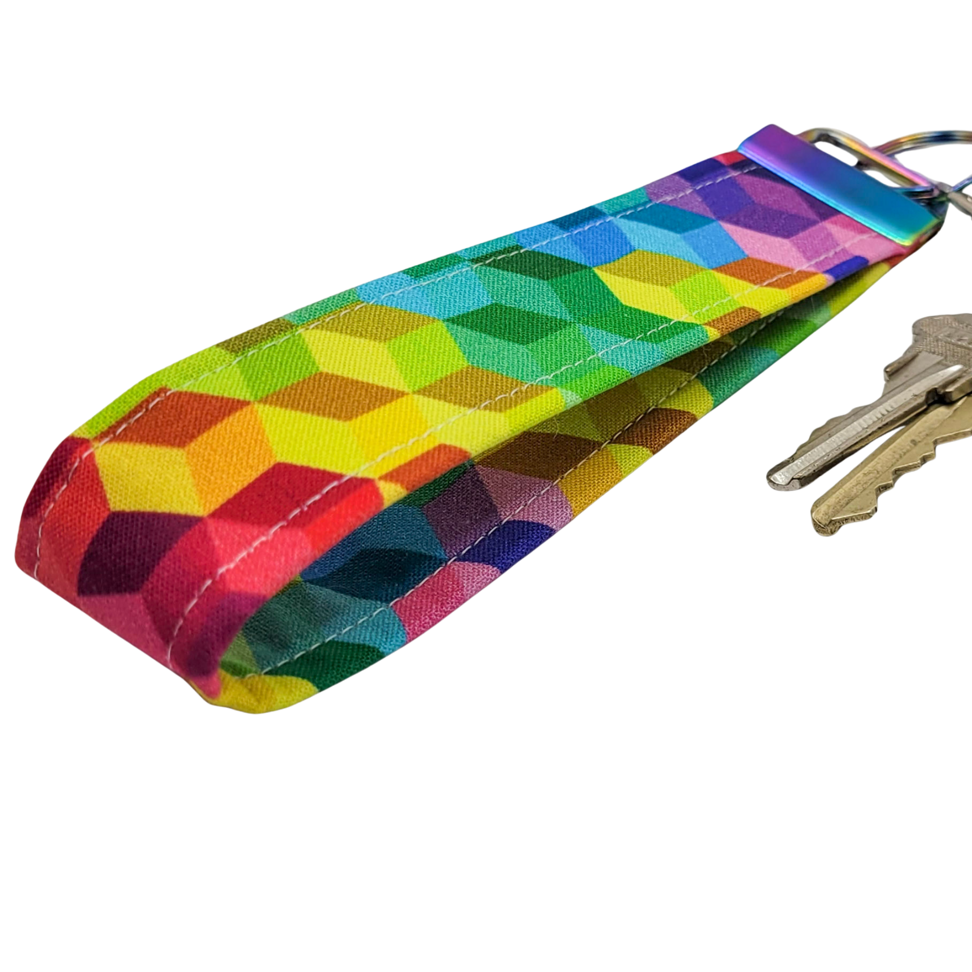 Rainbow Cubes Wristlet Keychain