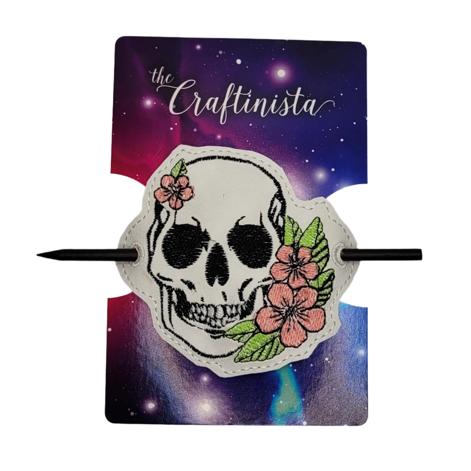 Floral Skull Embroidered Bun Cover