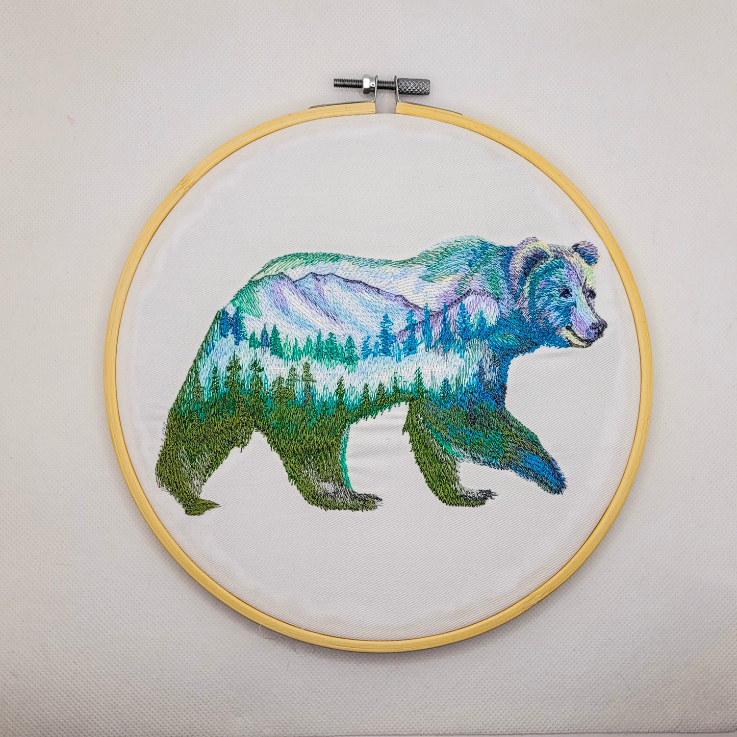 Forest Bear Embroidered Wall Hanging