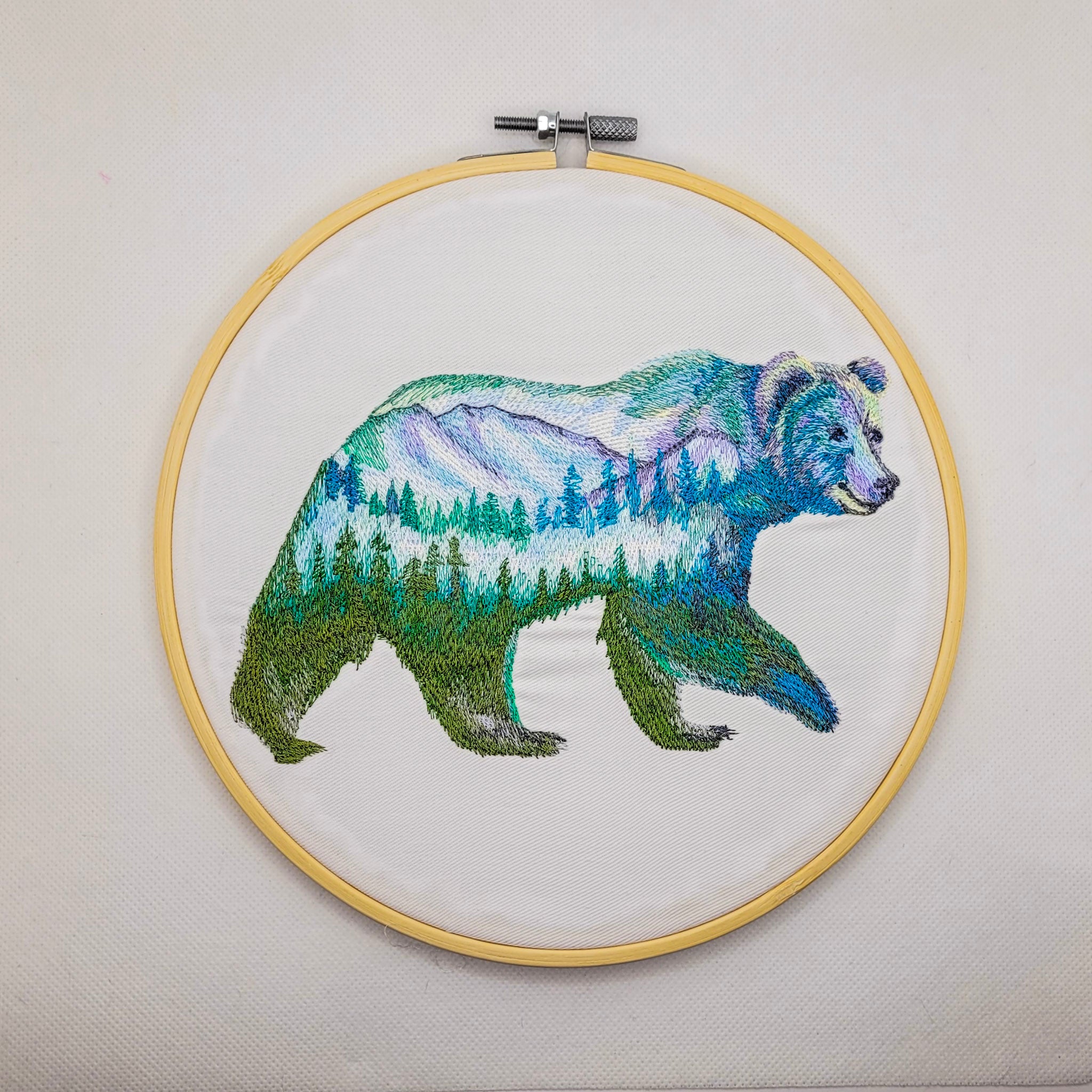 Forest Bear Embroidered Wall Hanging - 8" Hoop
